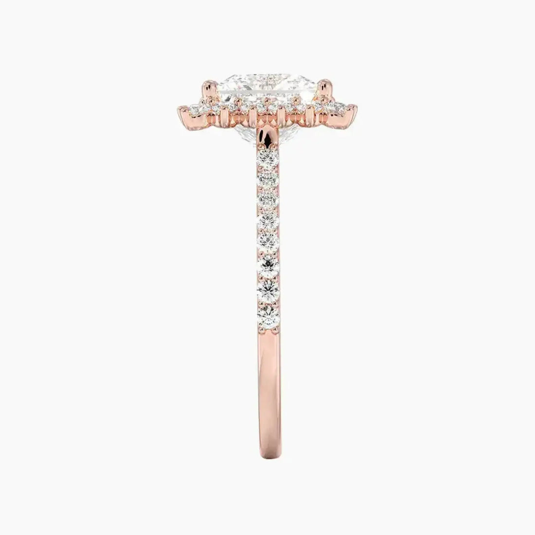 Soraya Pave Princess Designer 3 Carat Lab Grown Diamond Engagement Ring in 14K Yellow Gold