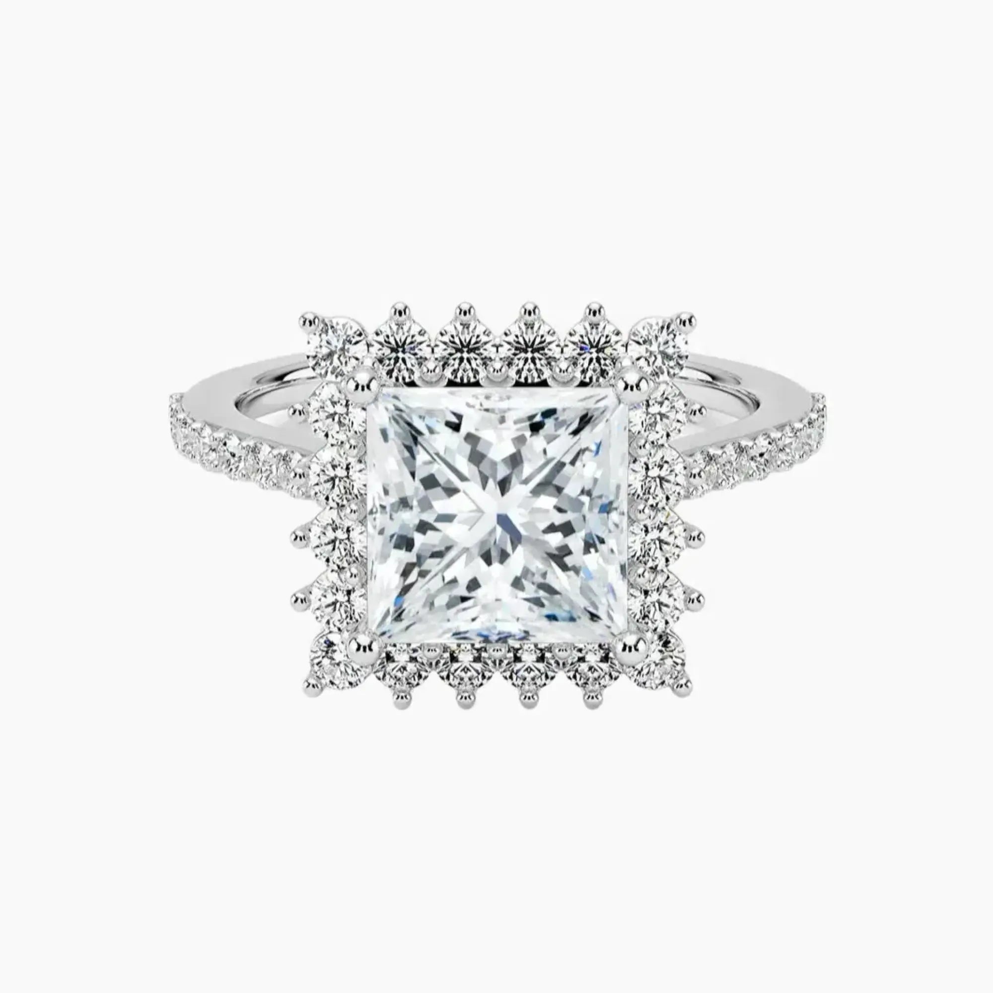 Soraya Pave Princess Designer 2.5 Carat Lab Grown Diamond Engagement Ring in 14K White Gold
