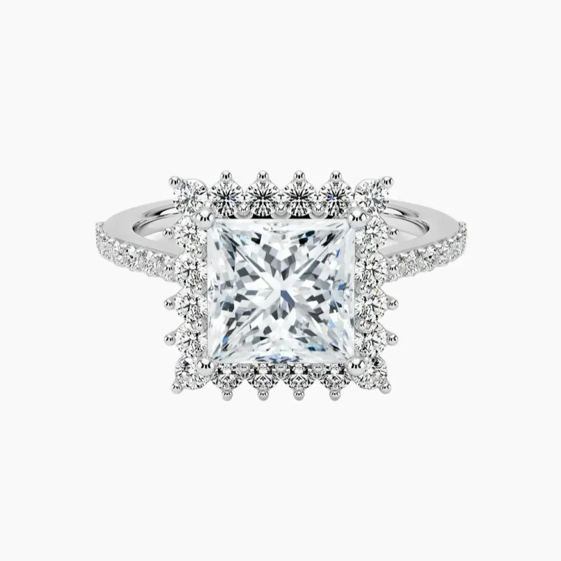 Soraya Pave Princess Designer 2.5 Carat Lab Grown Diamond Engagement Ring in 18K Yellow Gold