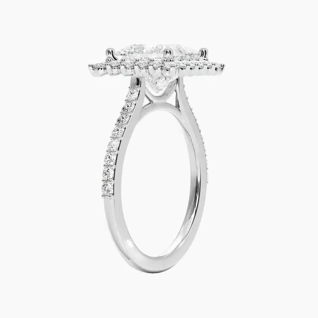 Soraya Pave Princess Designer 1 Carat Lab Grown Diamond Engagement Ring in 14K Rose Gold