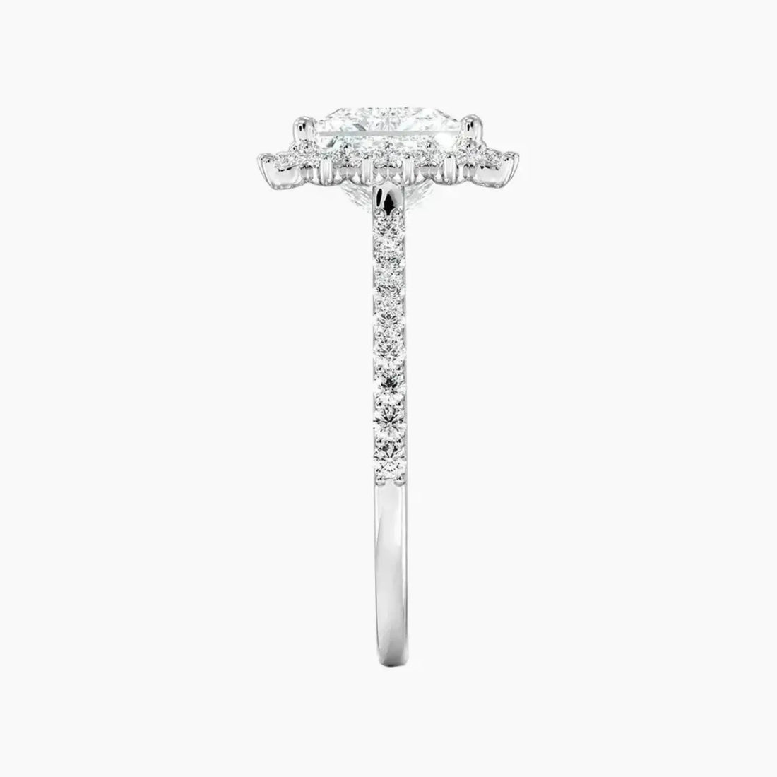 Soraya Pave Princess Designer 3 Carat Lab Grown Diamond Engagement Ring in 18K Rose Gold