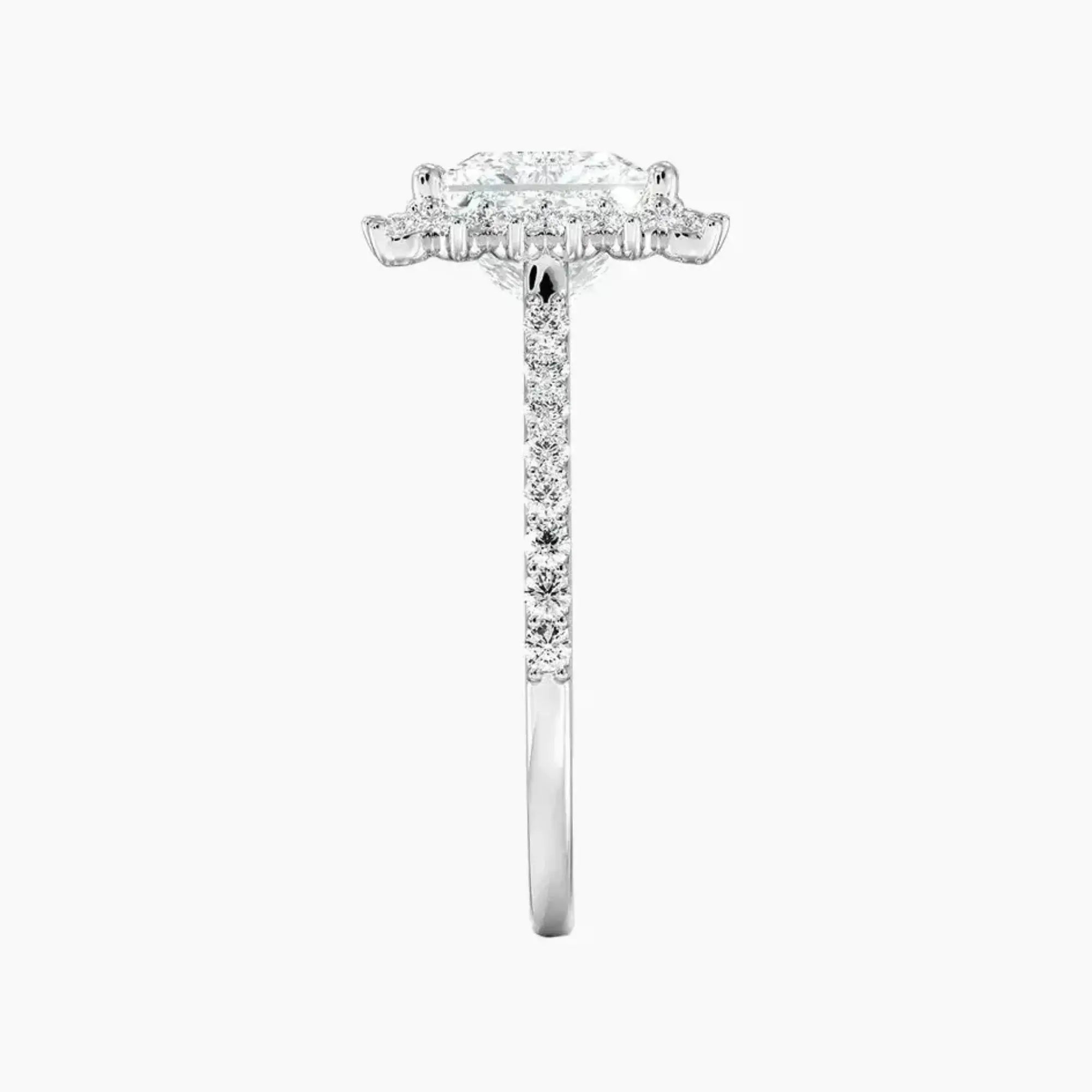 Soraya Pave Princess Designer 1.5 Carat Lab Grown Diamond Engagement Ring in 18K Rose Gold