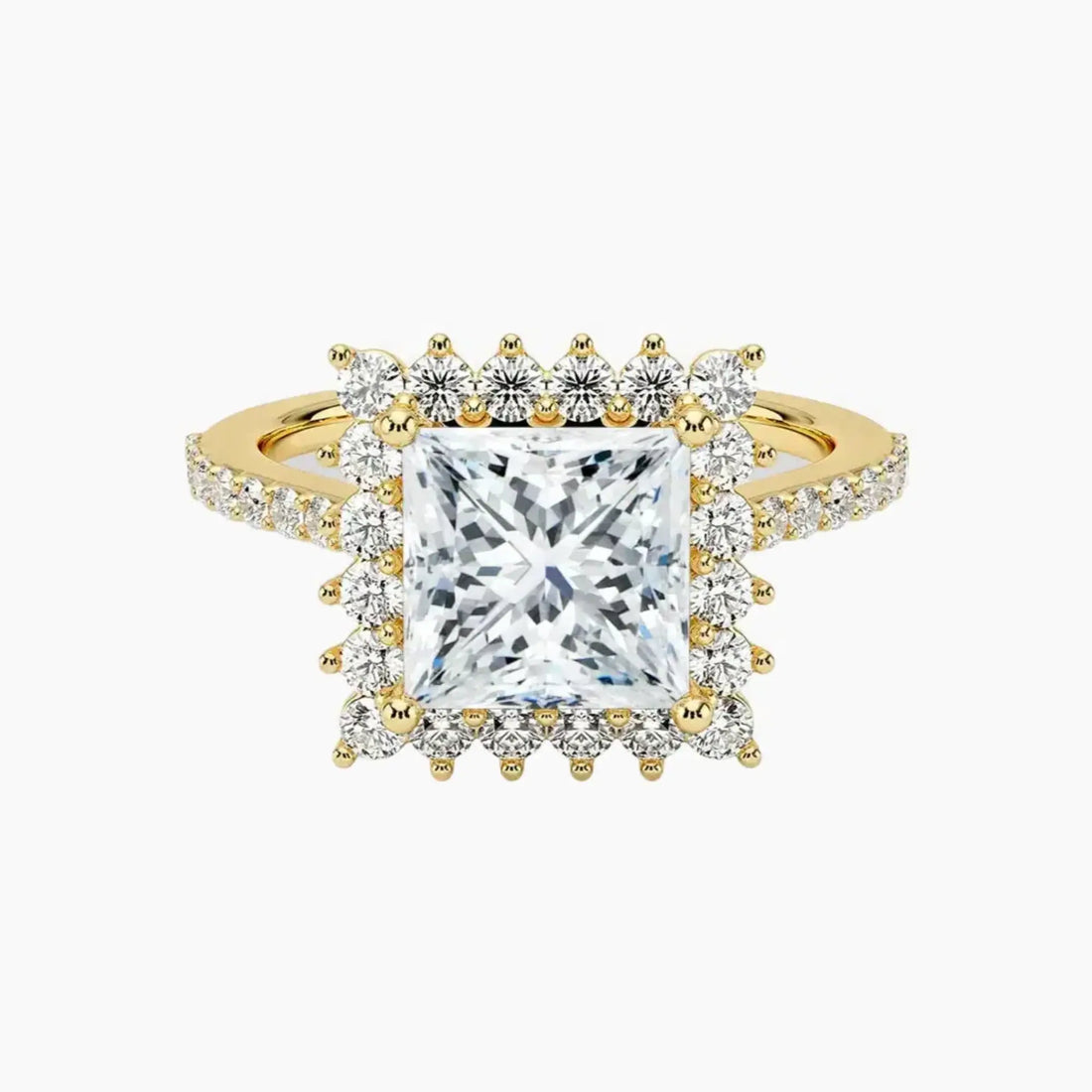 Soraya Pave Princess Designer 1.5 Carat Lab Grown Diamond Engagement Ring in 14K White Gold