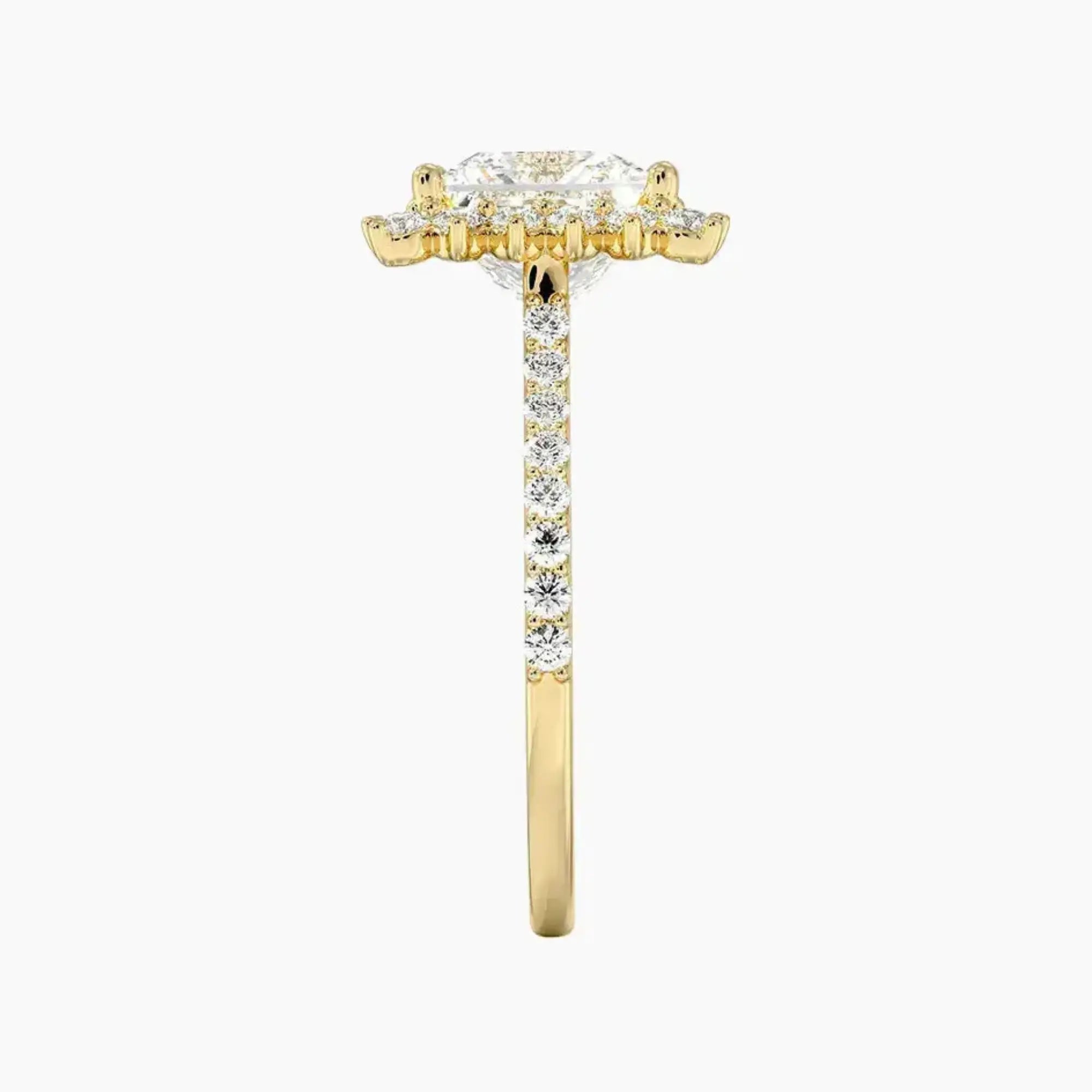 Soraya Pave Princess Designer 2.5 Carat Lab Grown Diamond Engagement Ring in 18K Rose Gold