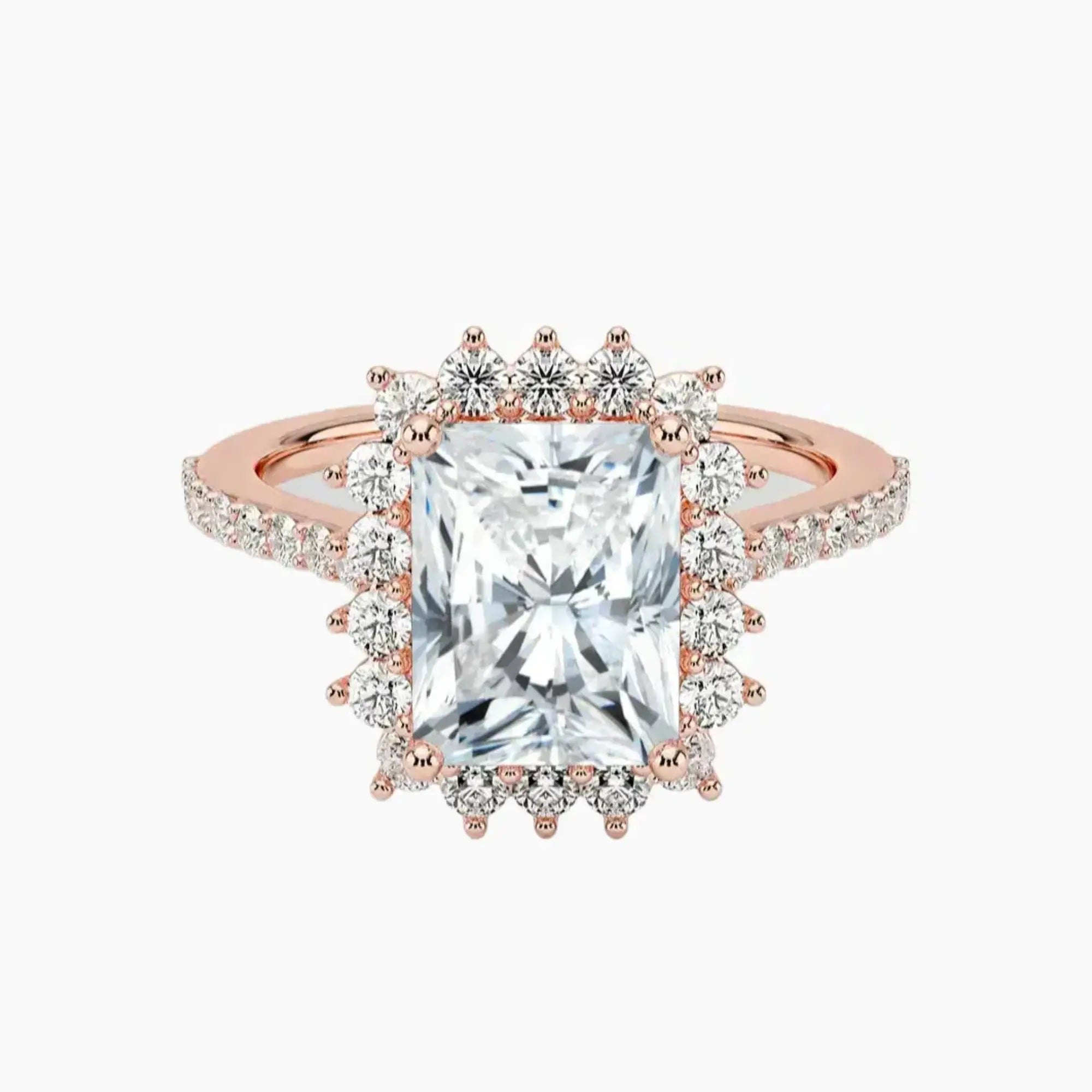 Soraya Pave Radiant Designer 2 Carat Lab Grown Diamond Engagement Ring in 14K White Gold