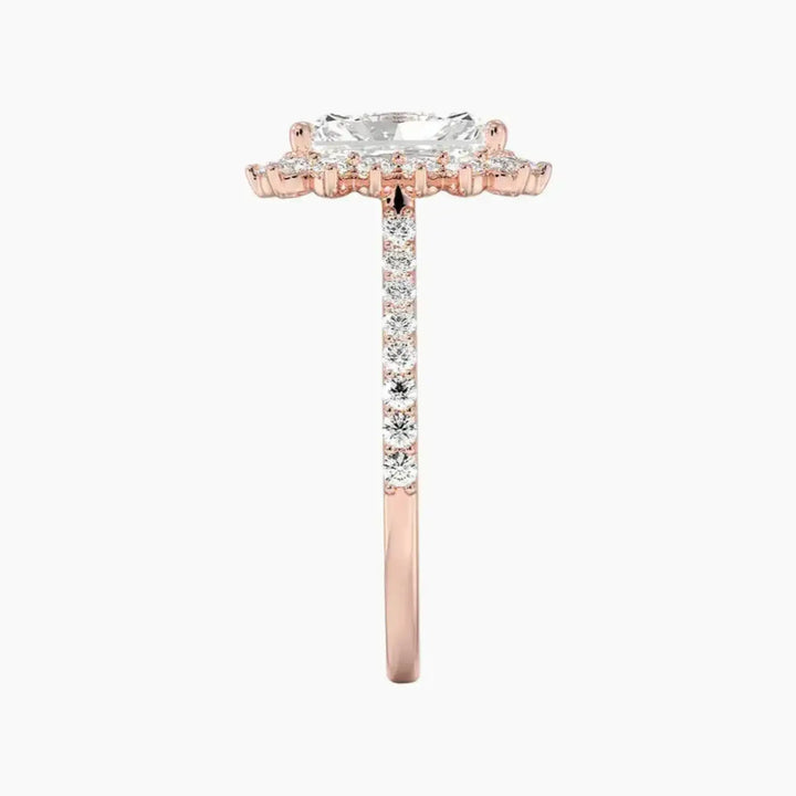 Soraya Pave Radiant Designer 2 Carat Lab Grown Diamond Engagement Ring in 18K White Gold