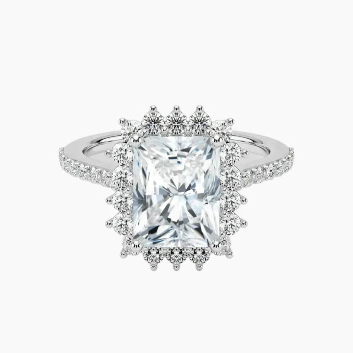 Soraya Pave Radiant Designer 1.5 Carat Lab Grown Diamond Engagement Ring in 14K White Gold