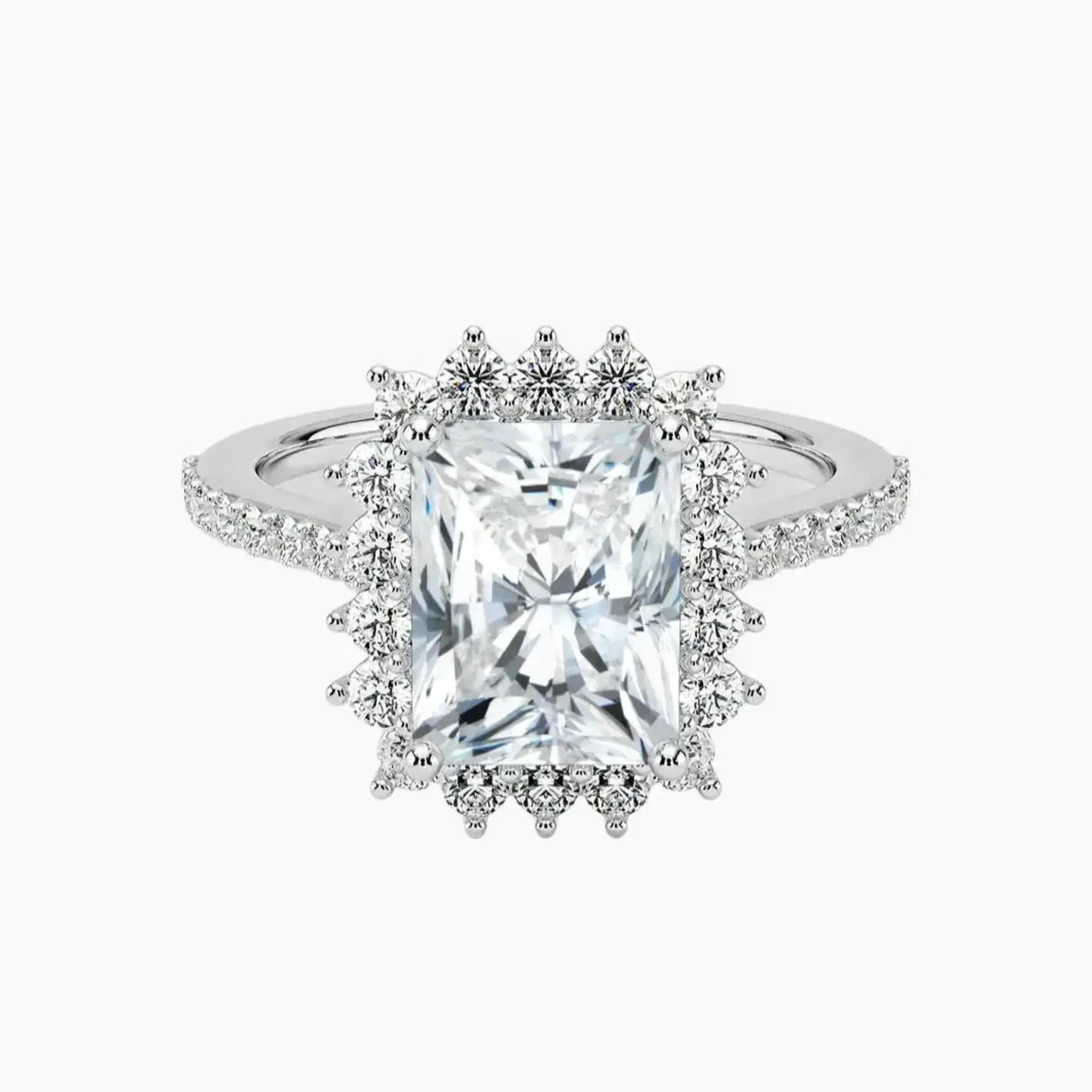Soraya Pave Radiant Designer 2.5 Carat Lab Grown Diamond Engagement Ring in 14K Yellow Gold
