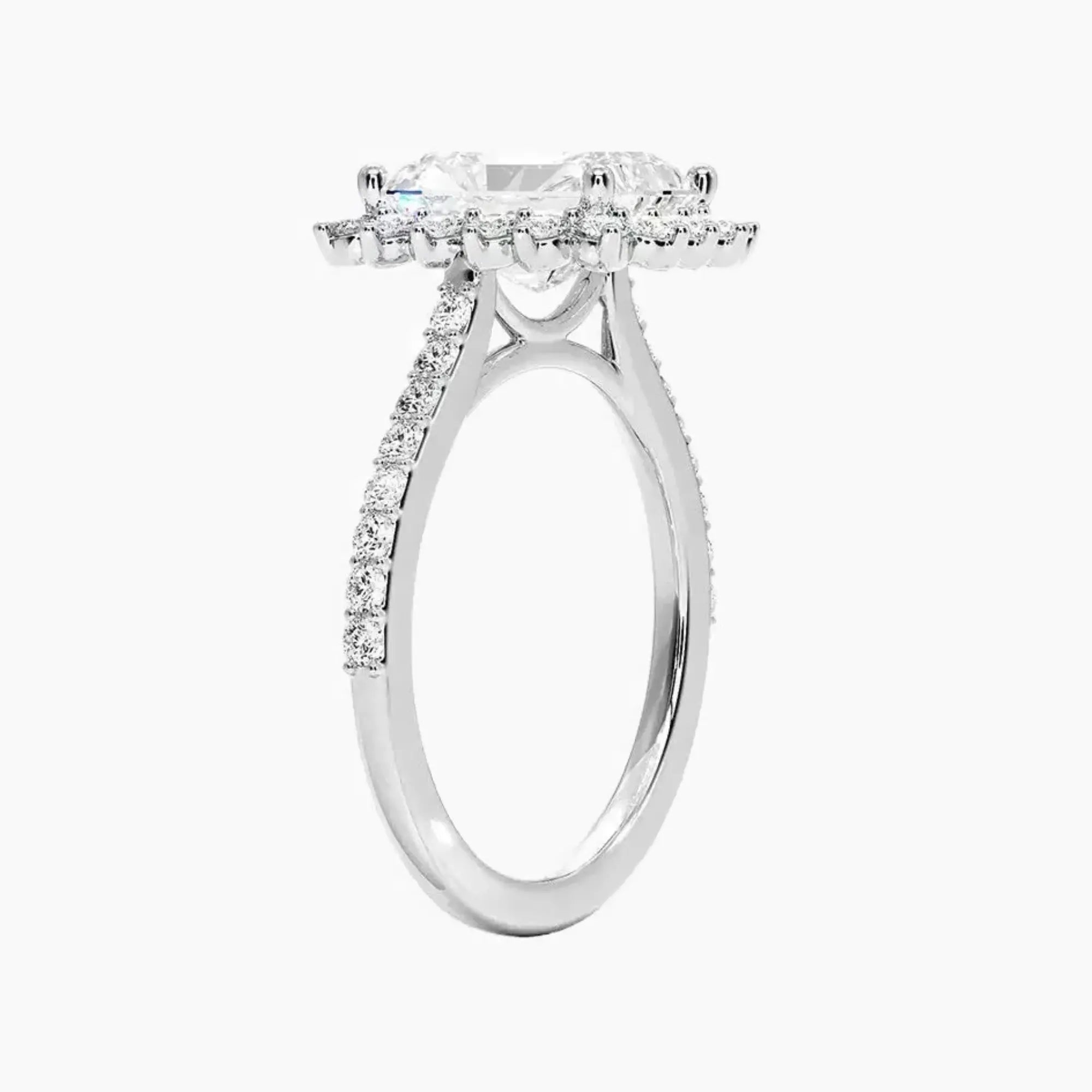 Soraya Pave Radiant Designer 2 Carat Lab Grown Diamond Engagement Ring in 14K Yellow Gold