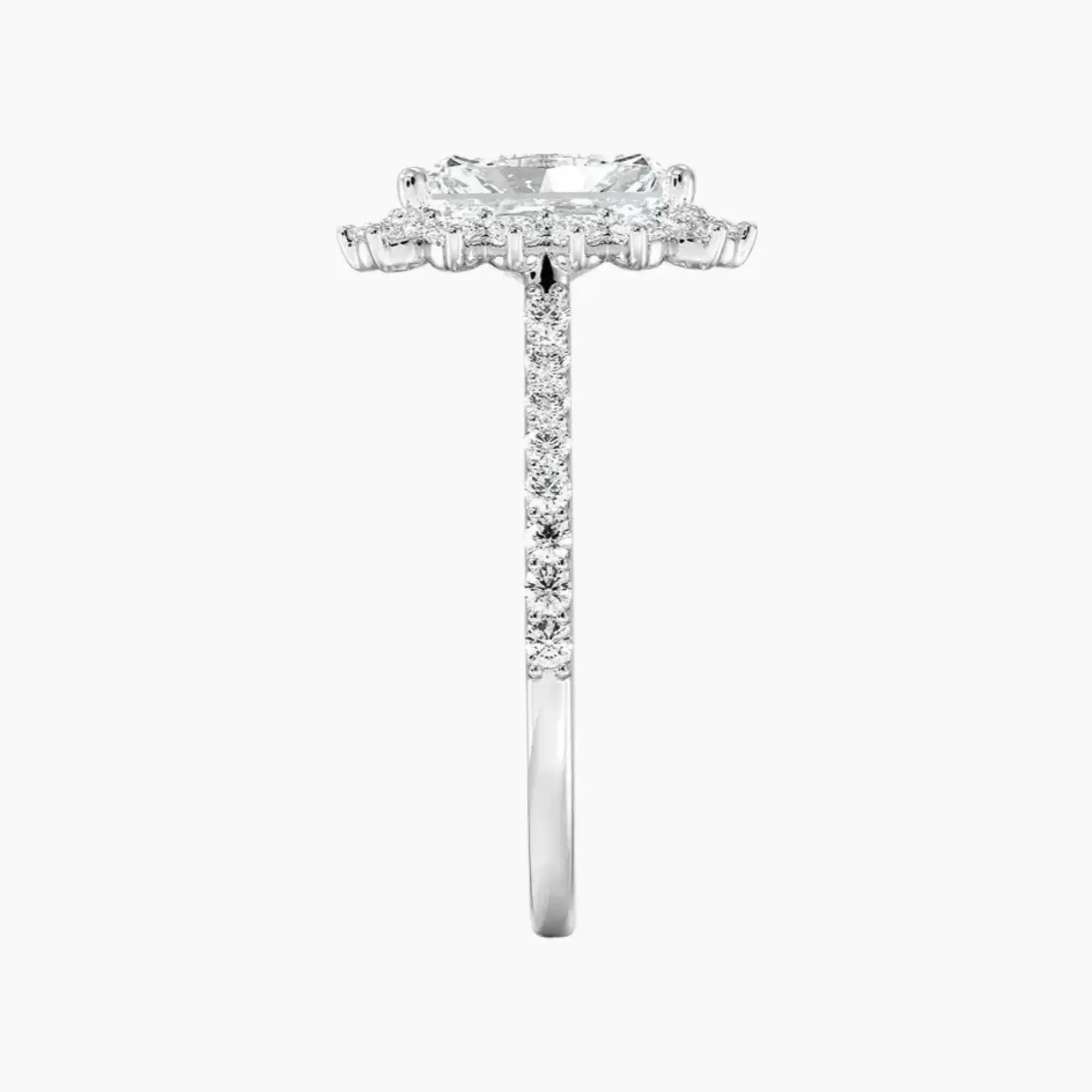 Soraya Pave Radiant Designer 1 Carat Lab Grown Diamond Engagement Ring in 14K Rose Gold