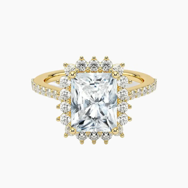Soraya Pave Radiant Designer 2 Carat Lab Grown Diamond Engagement Ring in 14K Yellow Gold