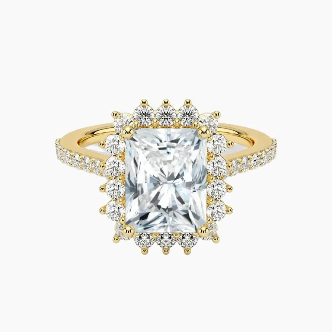 Soraya Pave Radiant Designer 1.5 Carat Lab Grown Diamond Engagement Ring in 14K Rose Gold