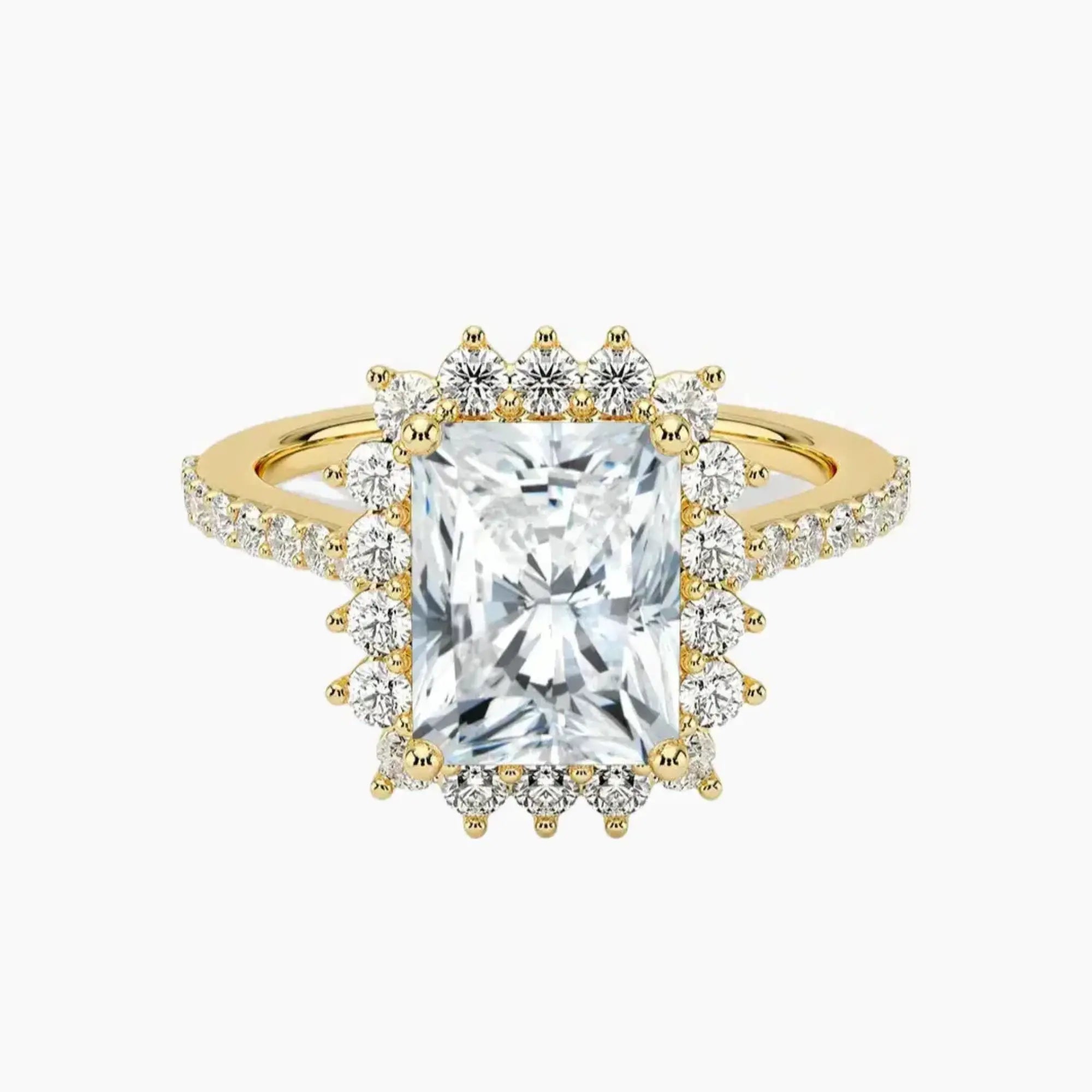 Soraya Pave Radiant Designer 1 Carat Lab Grown Diamond Engagement Ring in 18K Yellow Gold
