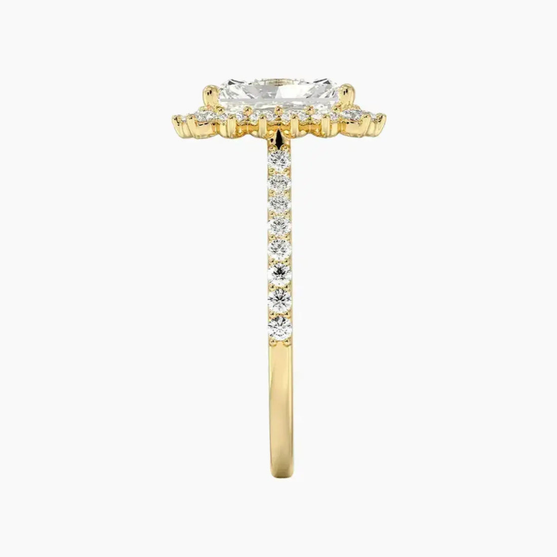 Soraya Pave Radiant Designer 1 Carat Lab Grown Diamond Engagement Ring in 18K White Gold