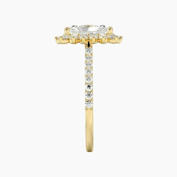 Soraya Pave Radiant Designer 2.5 Carat Lab Grown Diamond Engagement Ring in 18K Rose Gold