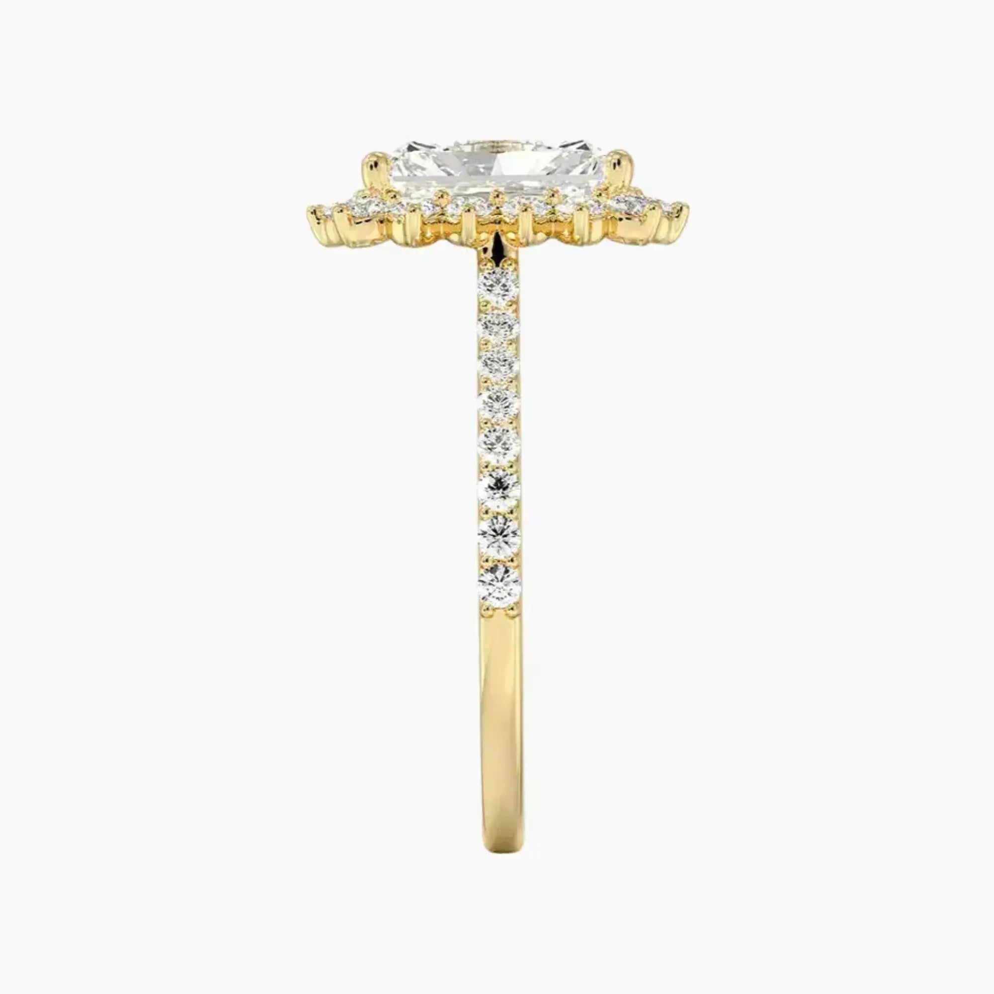 Soraya Pave Radiant Designer 1.5 Carat Lab Grown Diamond Engagement Ring in 14K Rose Gold