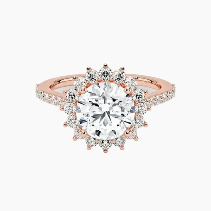Soraya Pave Round Designer 1 Carat Lab Grown Diamond Engagement Ring in 14K Rose Gold