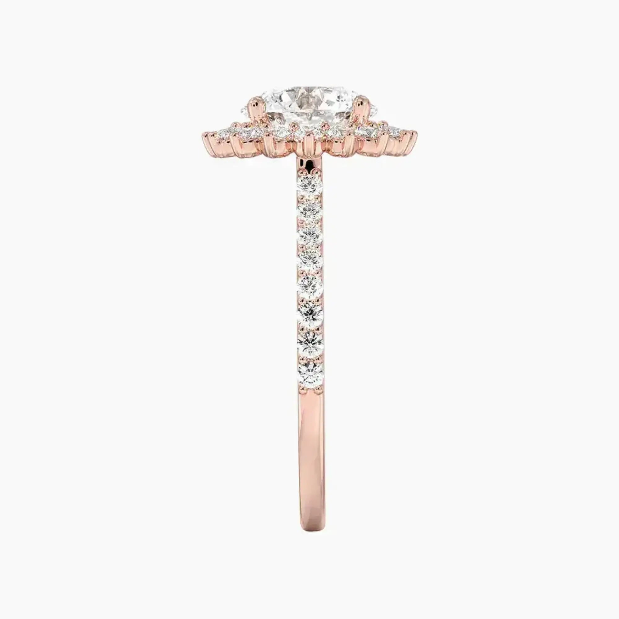 Soraya Pave Round Designer 3 Carat Lab Grown Diamond Engagement Ring in 14K White Gold