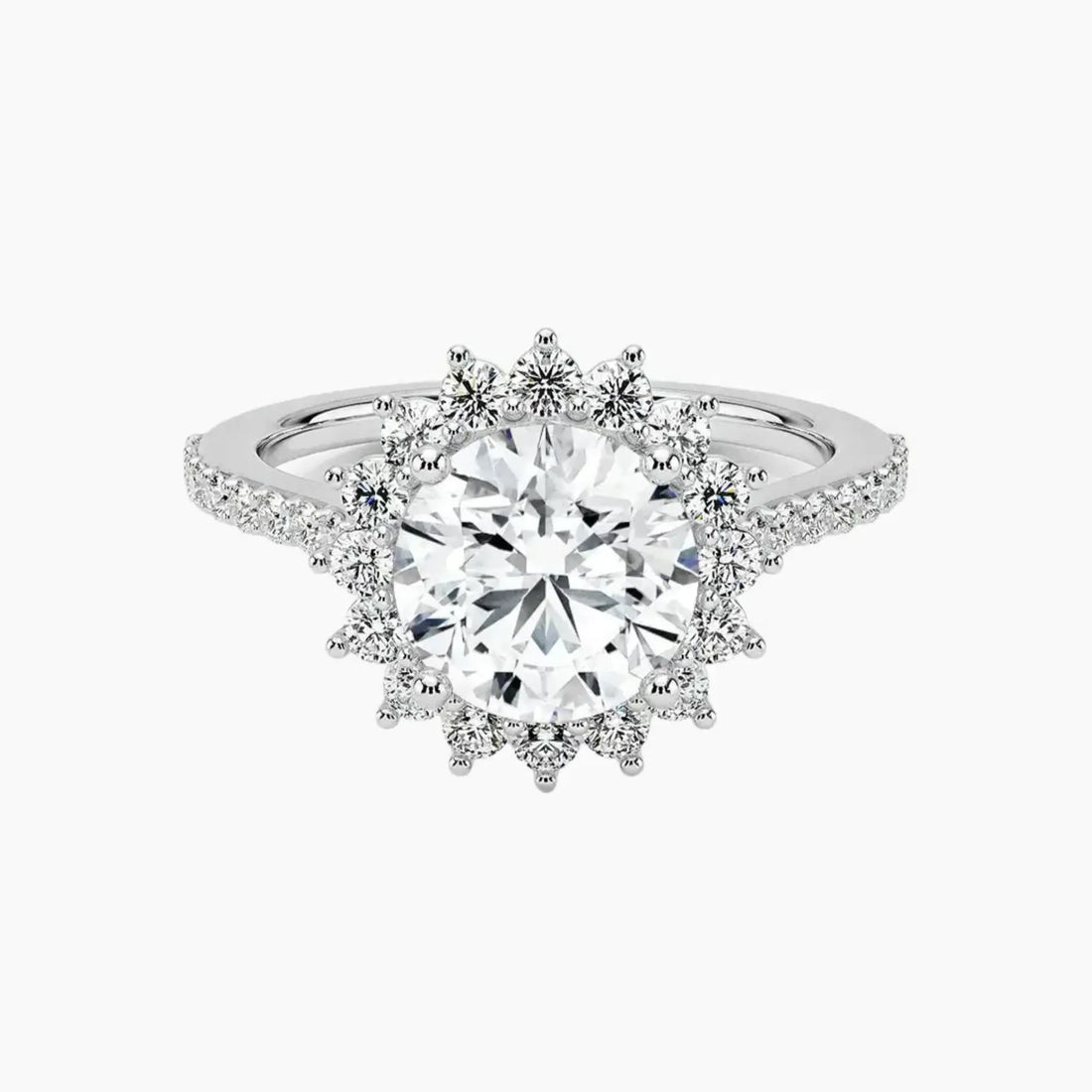 Soraya Pave Round Designer Diamond Ring Setting in 14K White Gold
