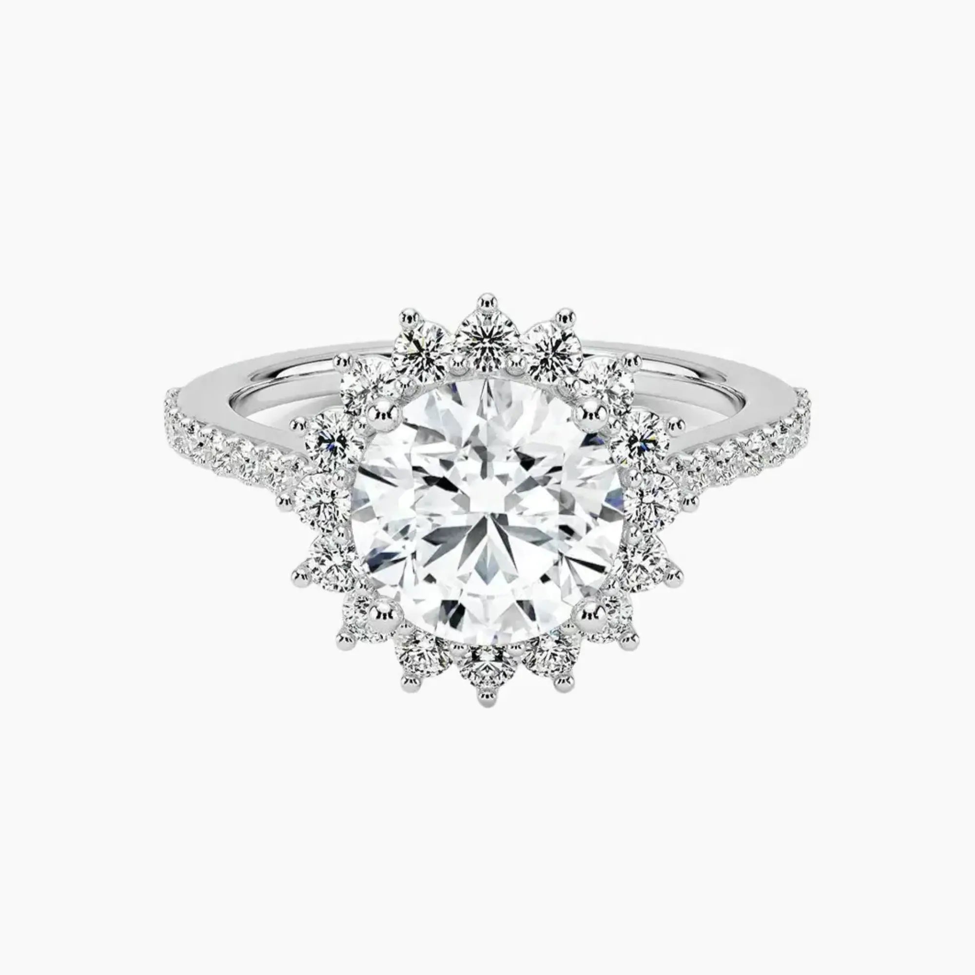 Soraya Pave Round Designer 2 Carat Lab Grown Diamond Engagement Ring in 18K Rose Gold
