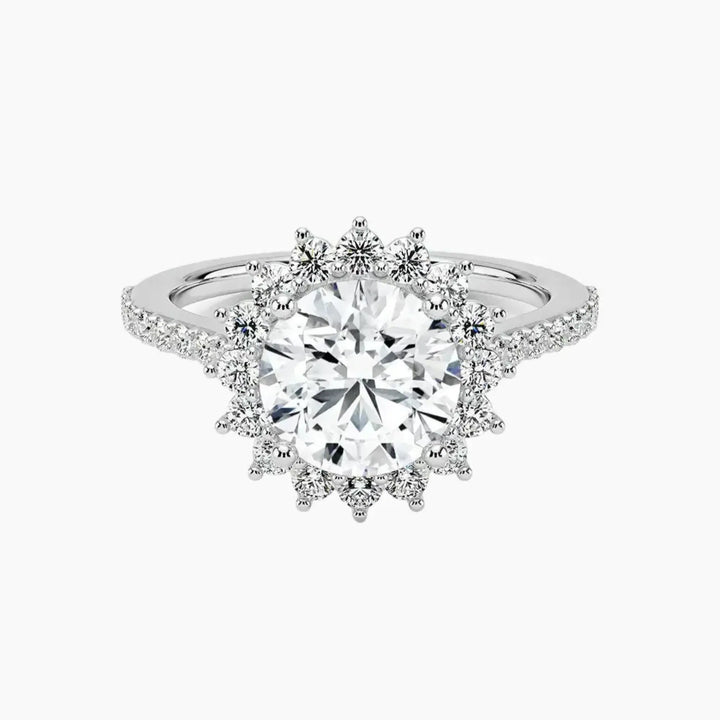Soraya Pave Round Designer 1 Carat Lab Grown Diamond Engagement Ring in 14K White Gold
