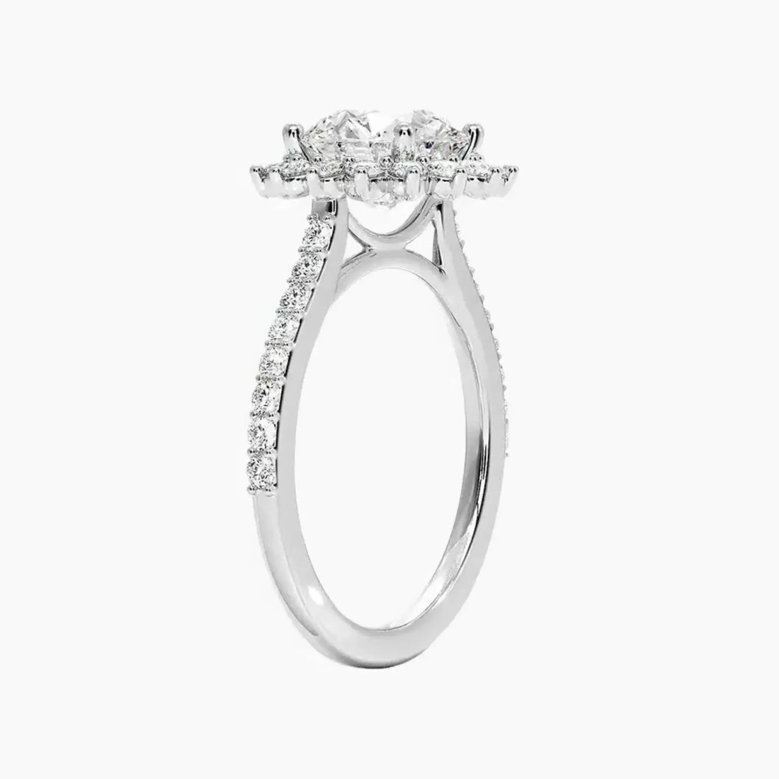 Soraya Pave Round Designer Diamond Ring Setting in 14K White Gold