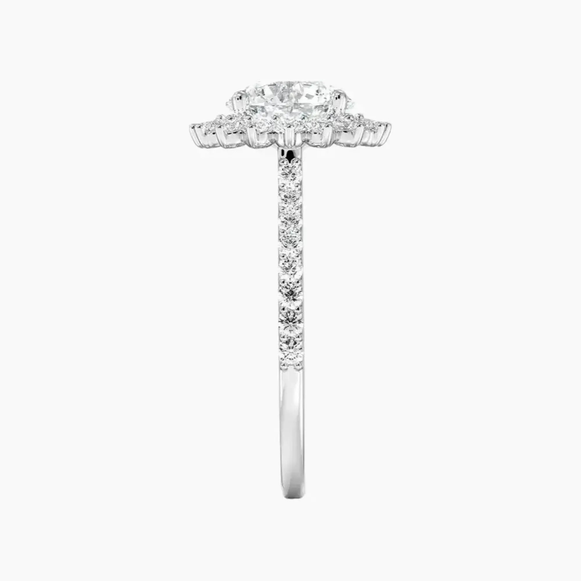 Soraya Pave Round Designer Diamond Ring Setting in 14K White Gold