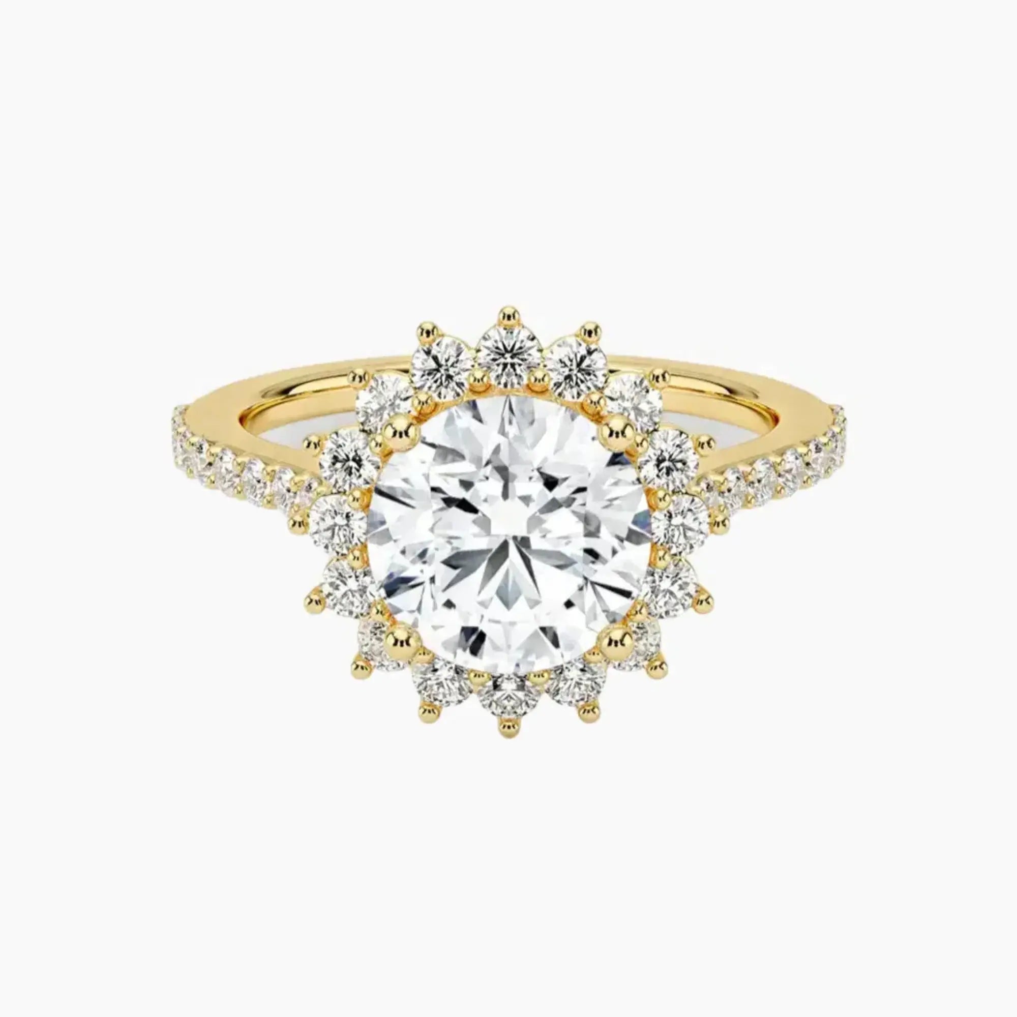 Soraya Pave Round Designer 2 Carat Lab Grown Diamond Engagement Ring in 18K Rose Gold