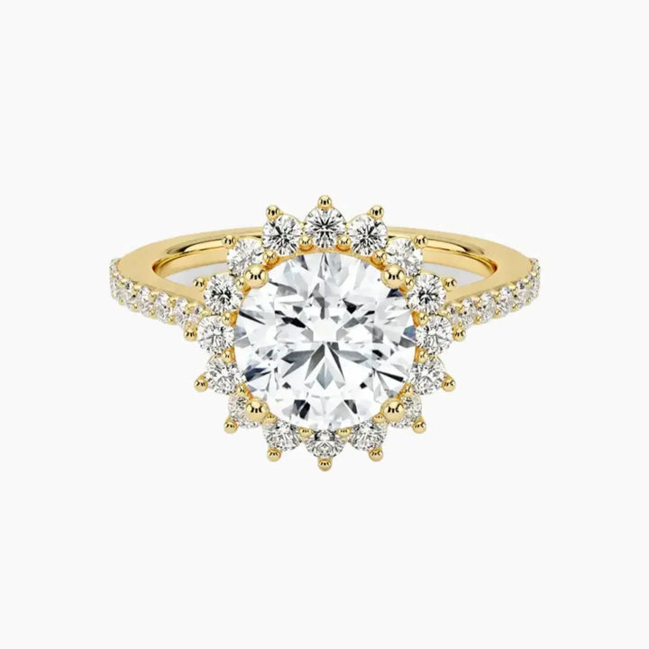 Soraya Pave Round Designer 1.5 Carat Lab Grown Diamond Engagement Ring in 14K Yellow Gold