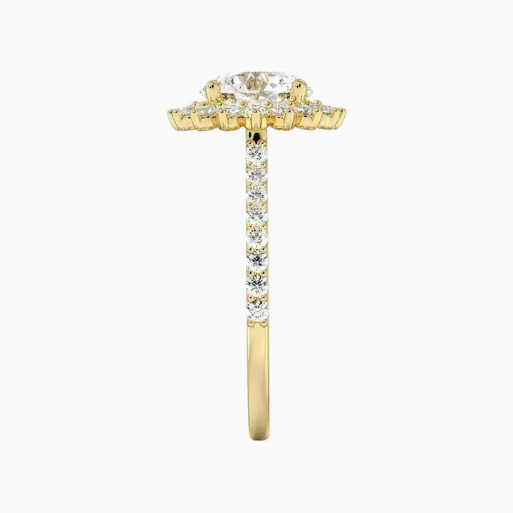 Soraya Pave Round Designer 2 Carat Lab Grown Diamond Engagement Ring in 18K Rose Gold