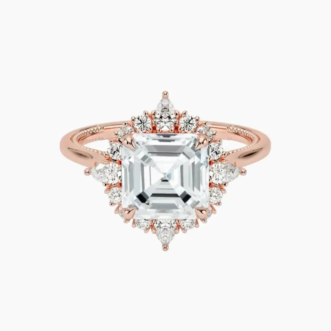 Elara Asscher Designer 1.5 Carat Lab Grown Diamond Engagement Ring in 14K Yellow Gold