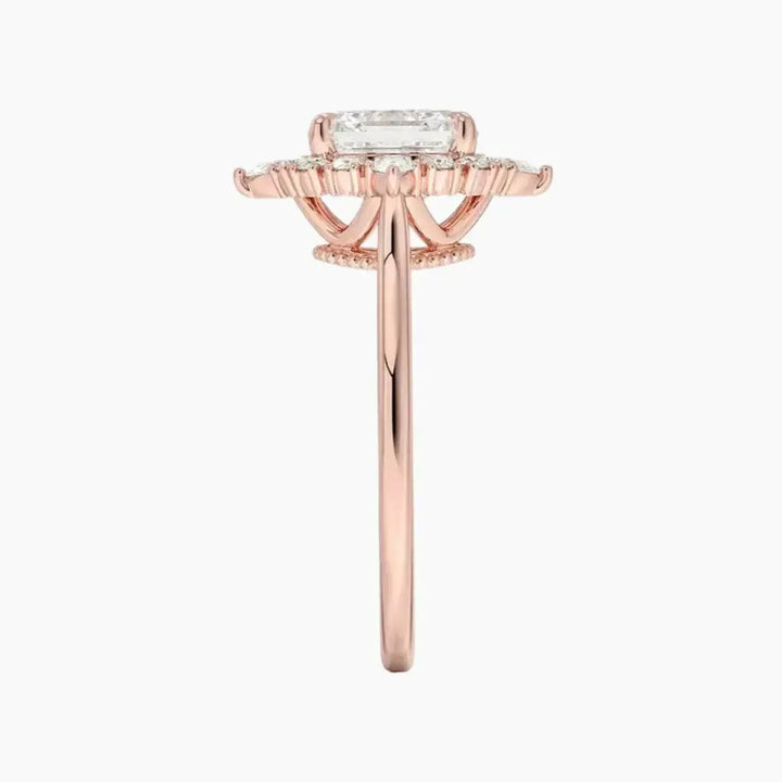 Elara Asscher Designer 1.5 Carat Lab Grown Diamond Engagement Ring in 14K White Gold