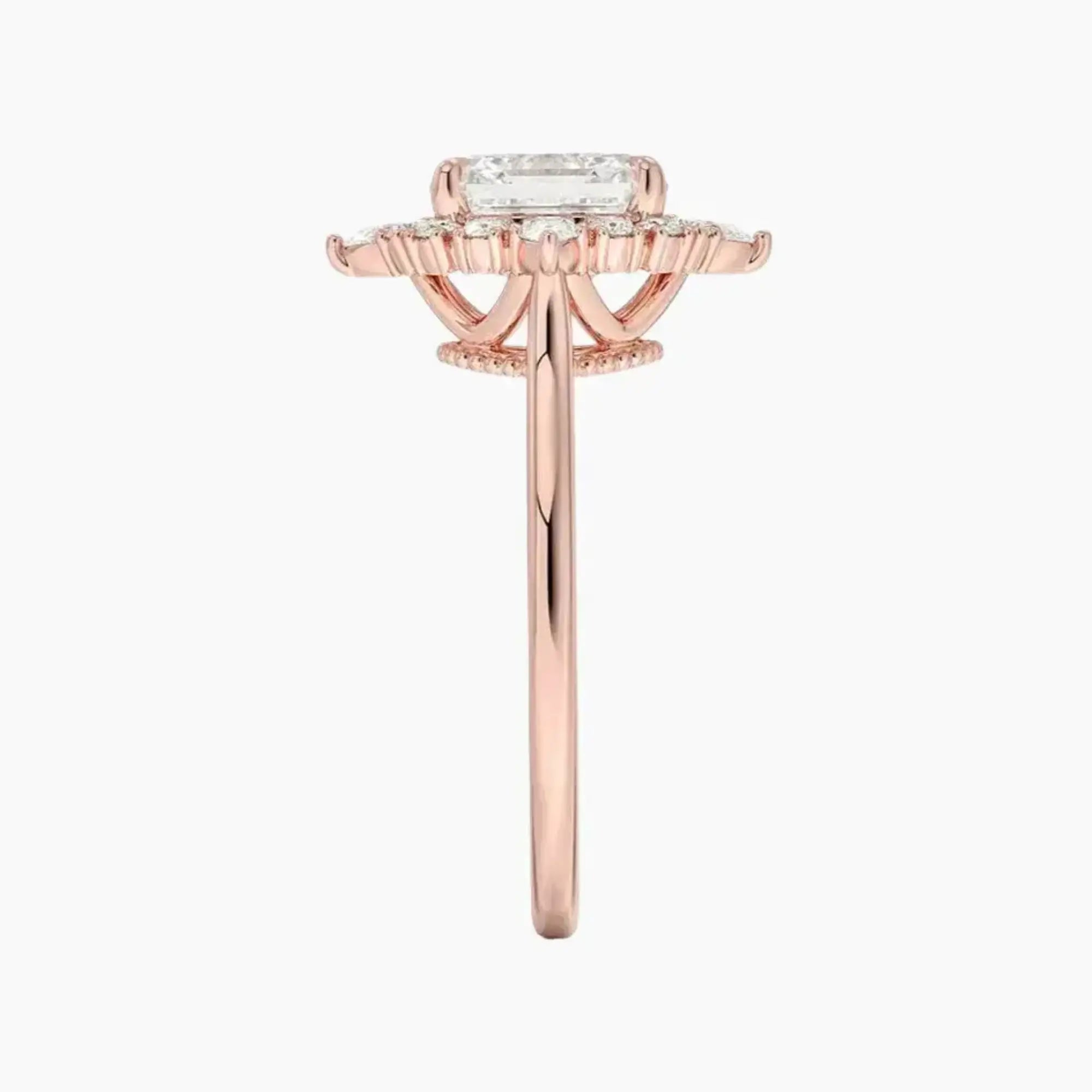 Elara Asscher Designer Diamond Ring Setting in 14K White Gold