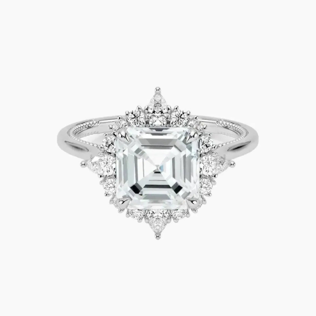 Elara Asscher Designer Diamond Ring Setting in 18K Rose Gold