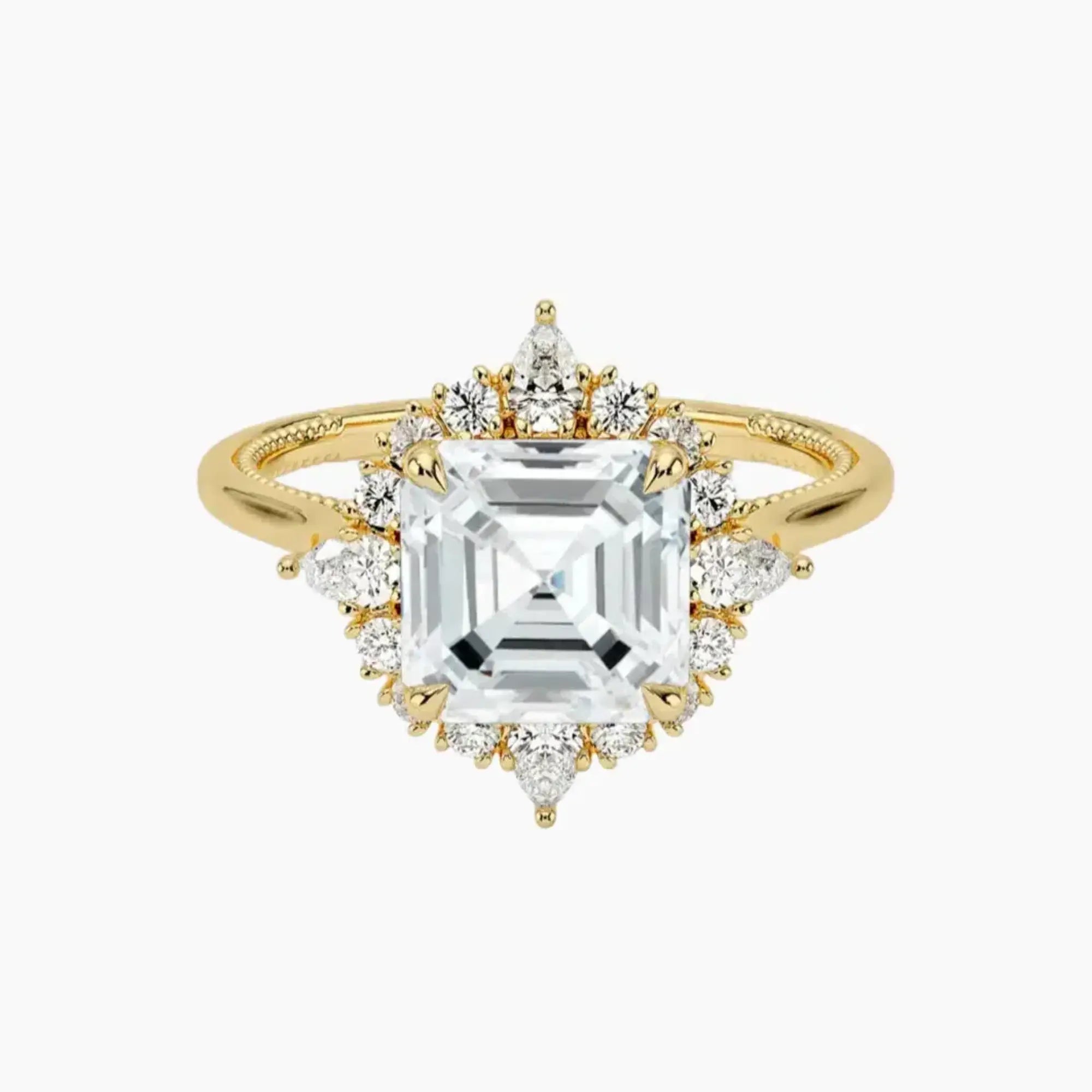 Elara Asscher Designer Diamond Ring Setting in 18K Rose Gold