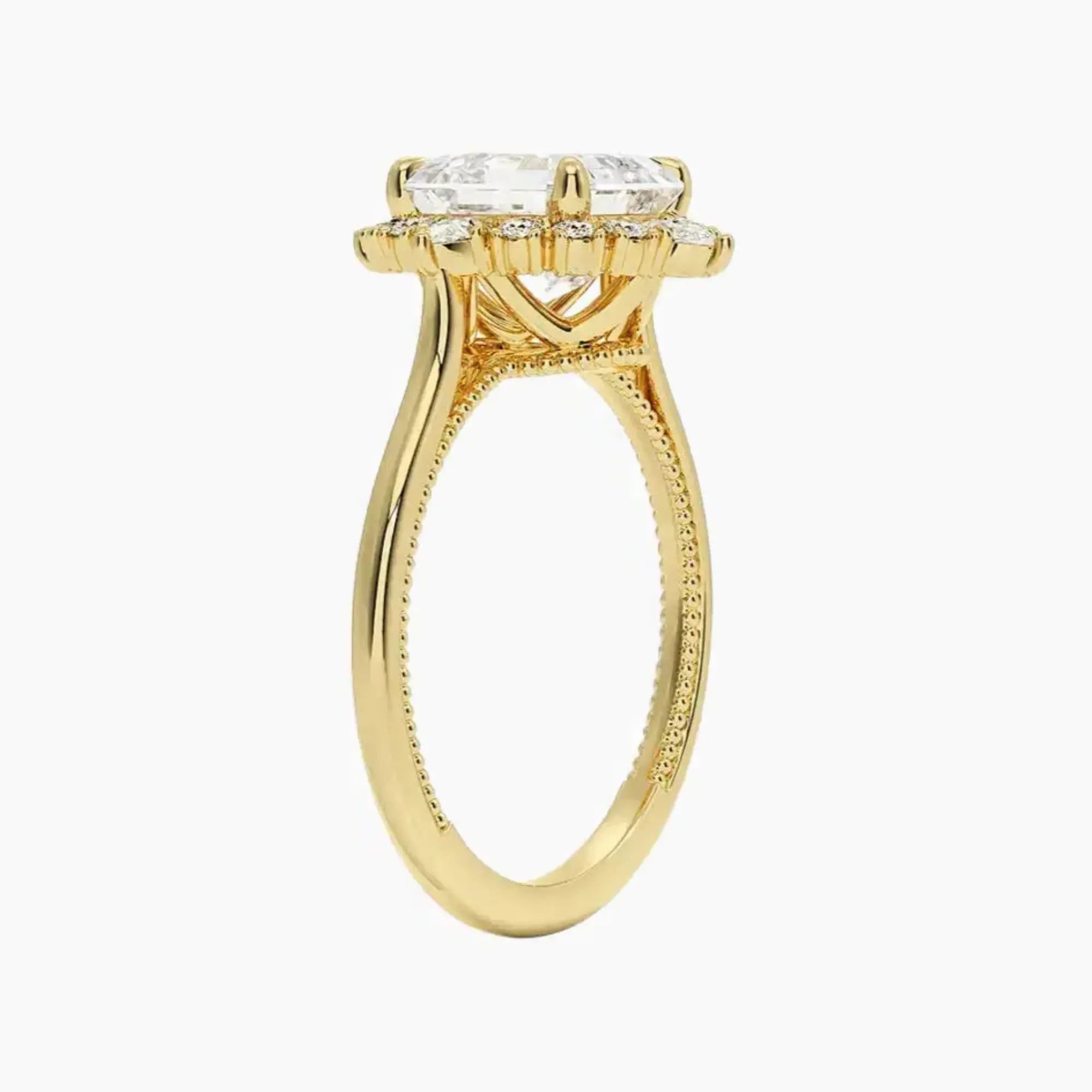 Elara Asscher Designer Diamond Ring Setting in 14K Rose Gold