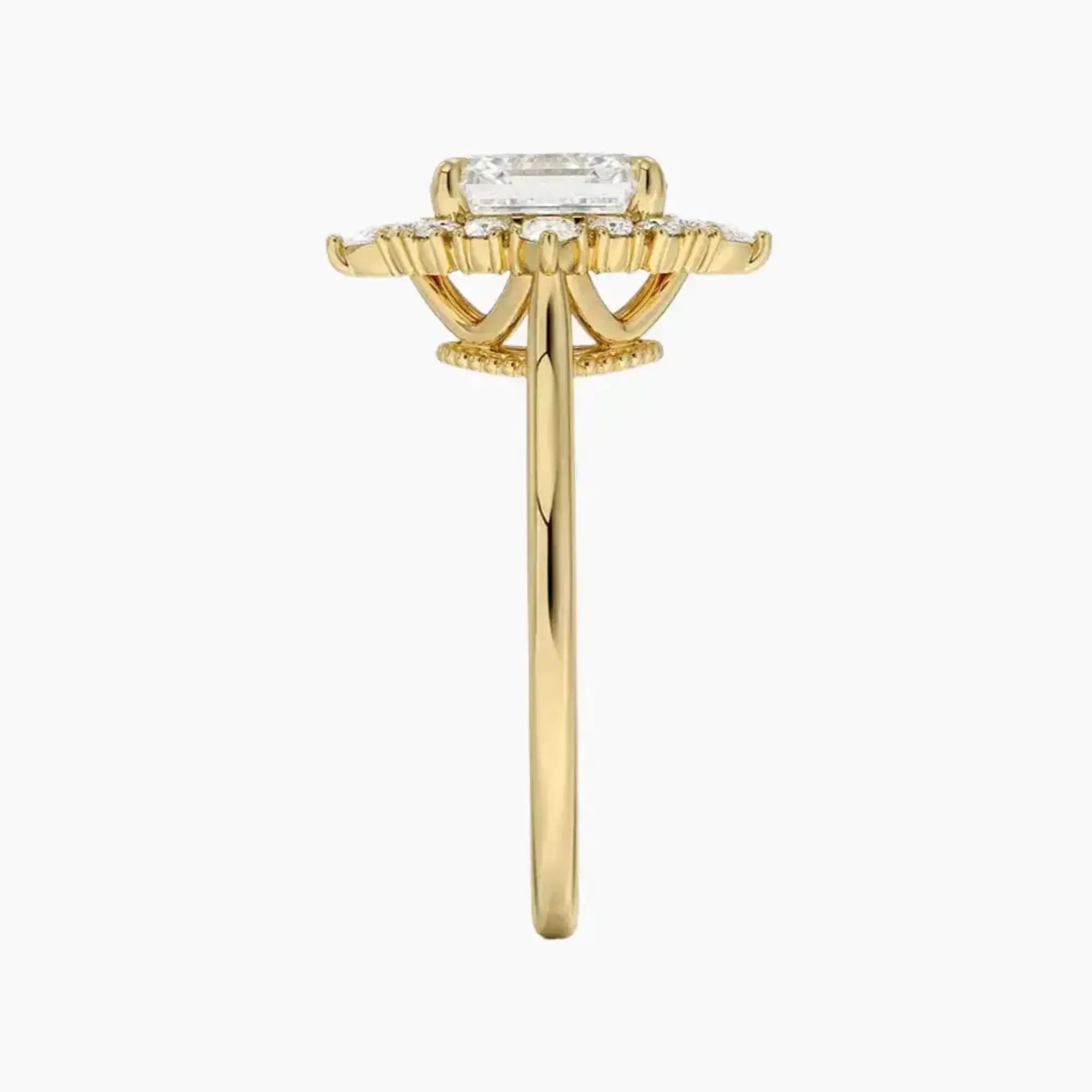 Elara Asscher Designer 1.5 Carat Lab Grown Diamond Engagement Ring in 18K White Gold