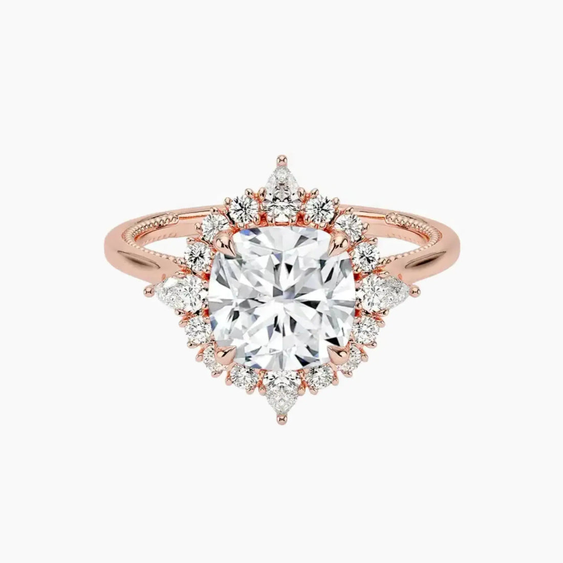 Elara Cushion Designer 2 Carat Lab Grown Diamond Engagement Ring in 18K White Gold