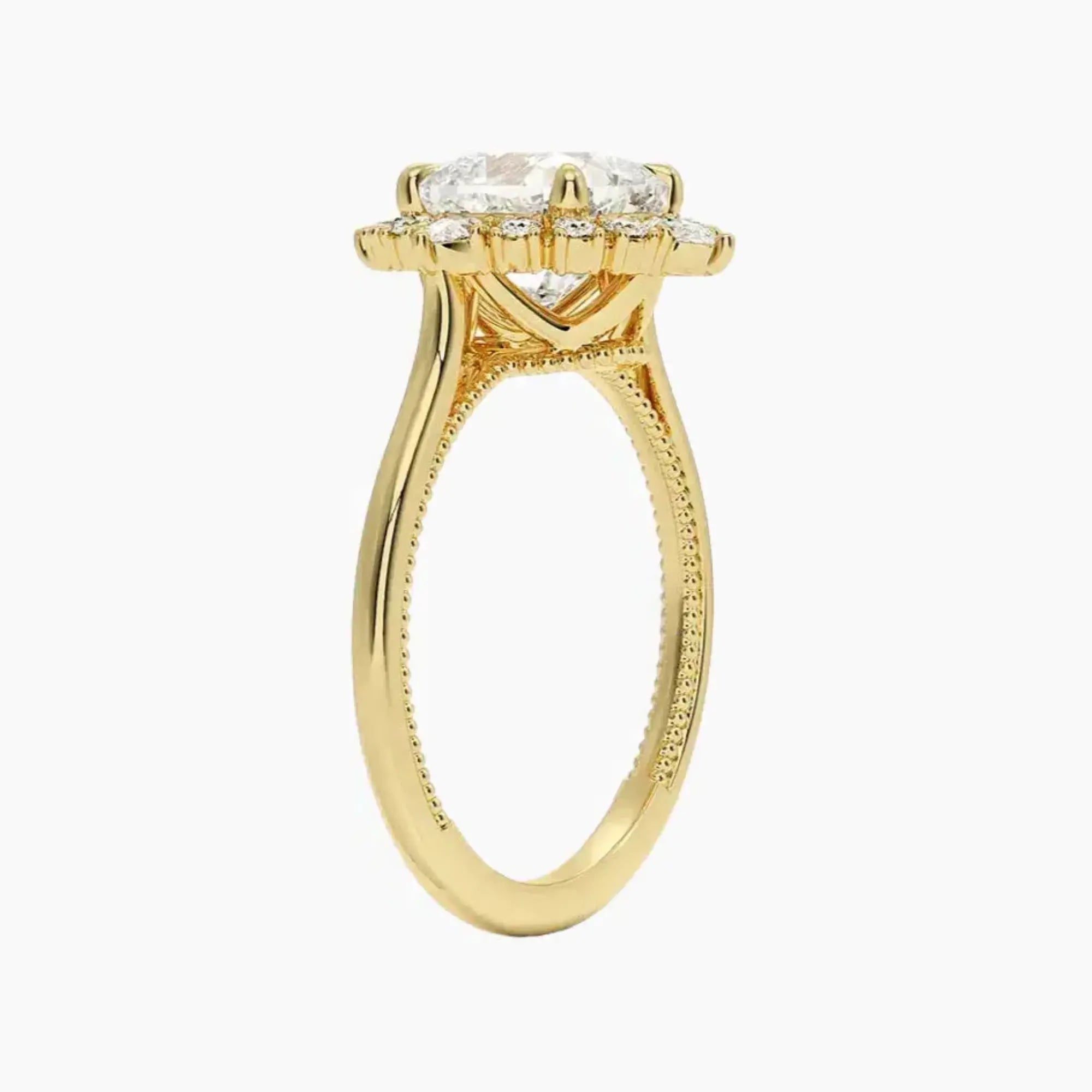 Elara Cushion Designer Diamond Ring Setting in 14K White Gold