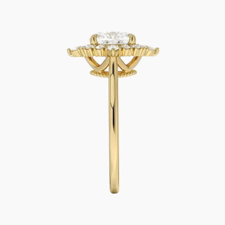 Elara Cushion Designer Diamond Ring Setting in 14K Rose Gold
