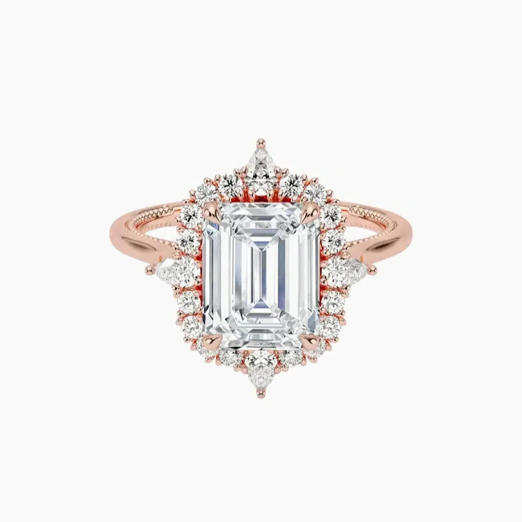 Elara Emerald Designer 3 Carat Lab Grown Diamond Engagement Ring in 14K Yellow Gold