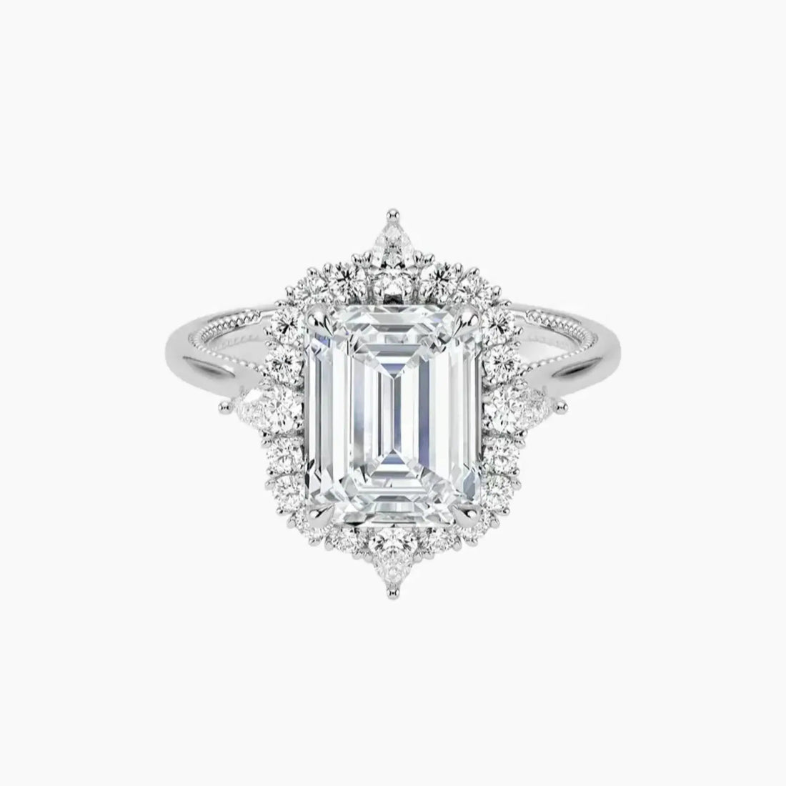 Elara Emerald Designer 3 Carat Lab Grown Diamond Engagement Ring in 18K Yellow Gold