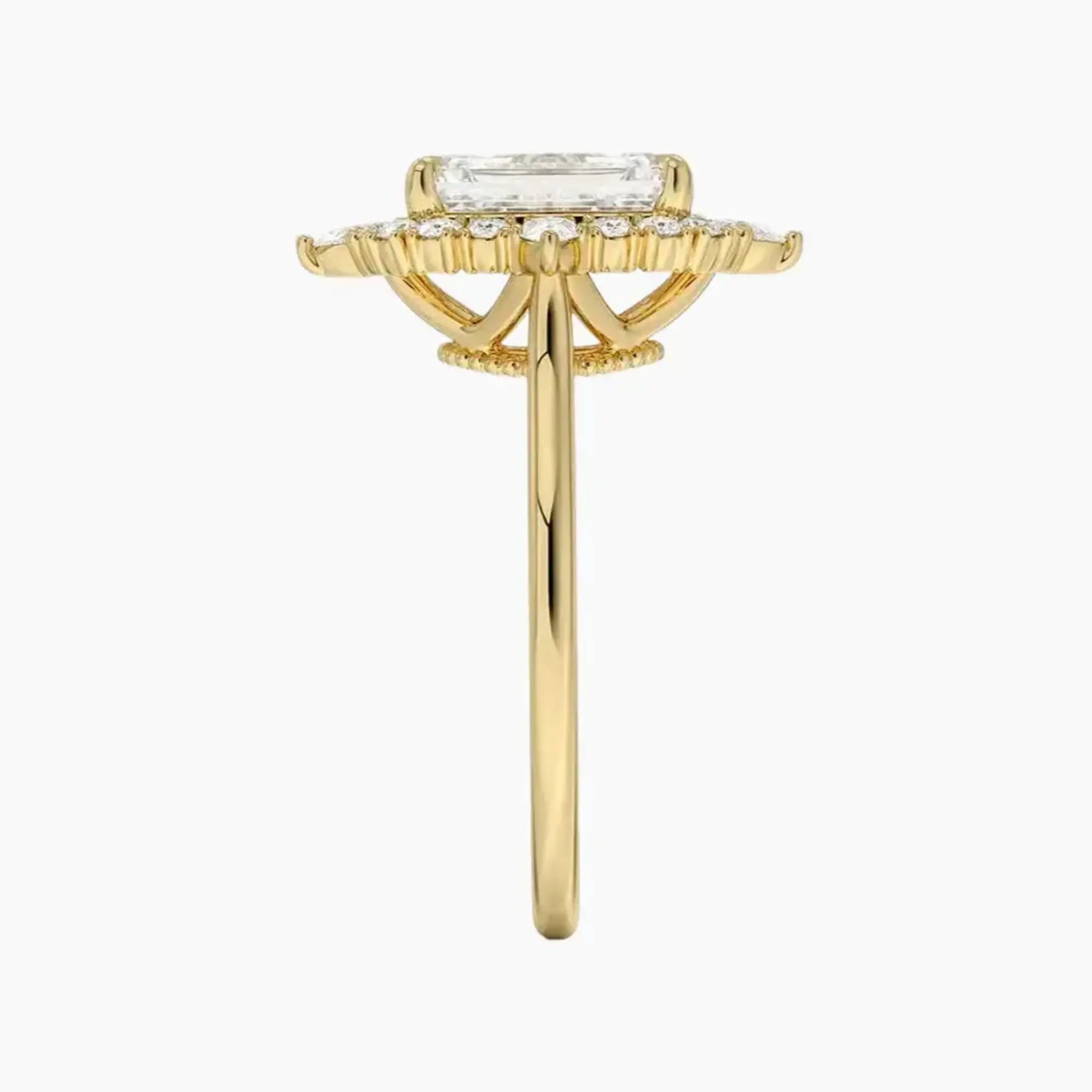 Elara Emerald Designer Diamond Ring Setting in 18K Rose Gold
