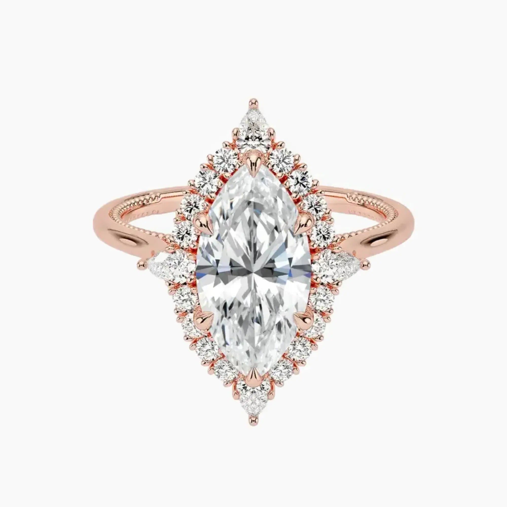 Elara Marquise Designer 2.5 Carat Lab Grown Diamond Engagement Ring in 14K Yellow Gold