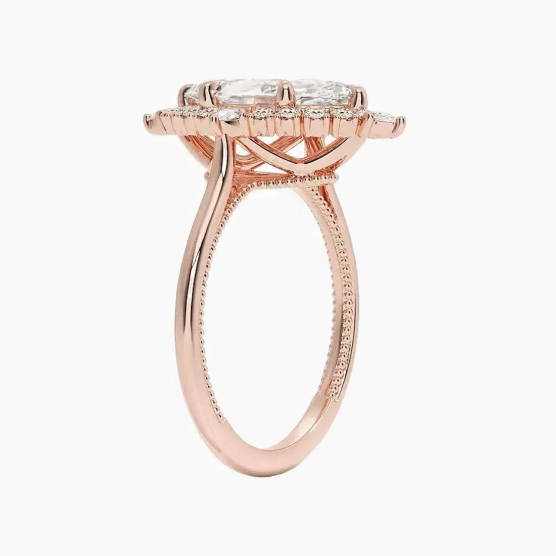 Elara Marquise Designer Diamond Ring Setting in 14K Rose Gold