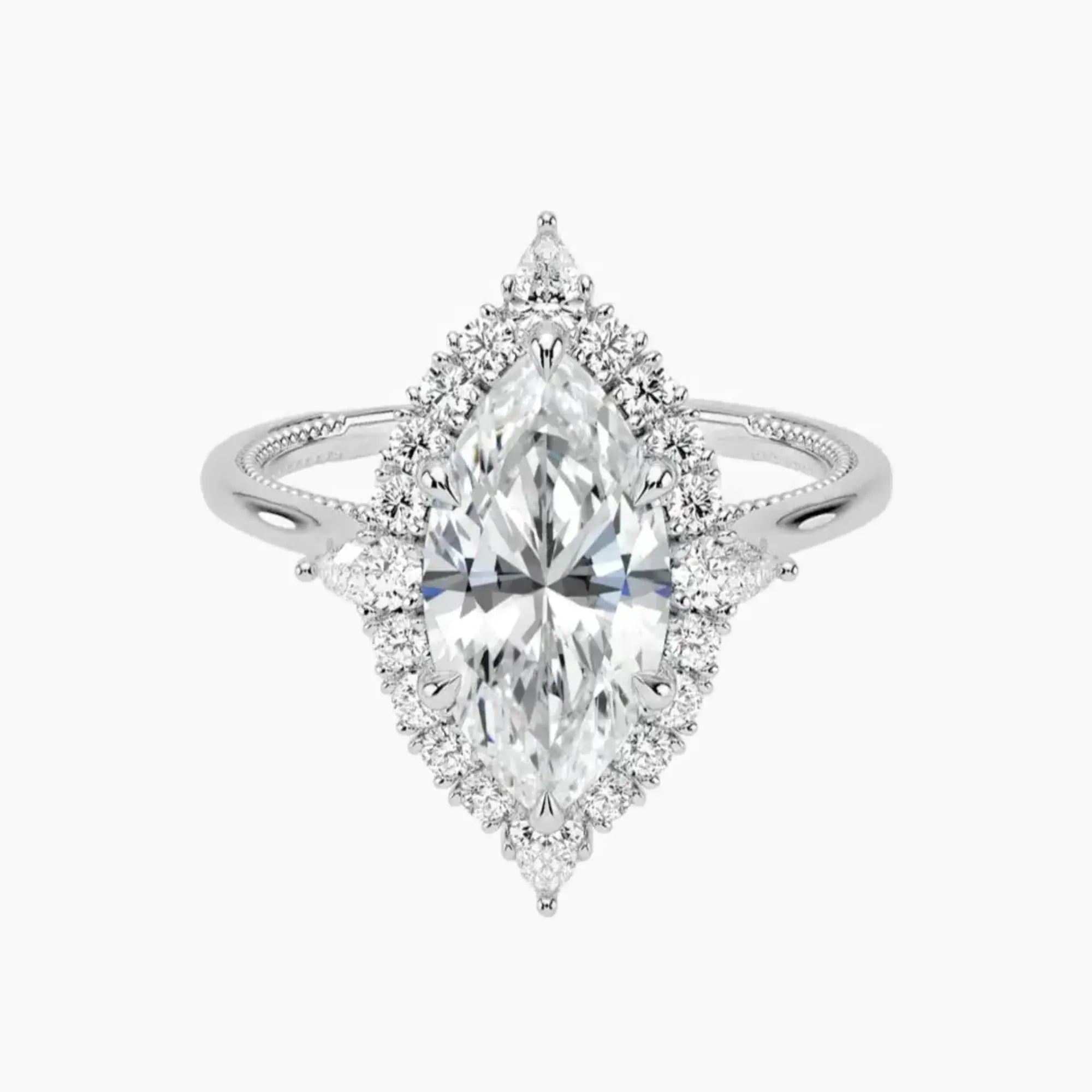 Elara Marquise Designer 1.5 Carat Lab Grown Diamond Engagement Ring in 18K Rose Gold