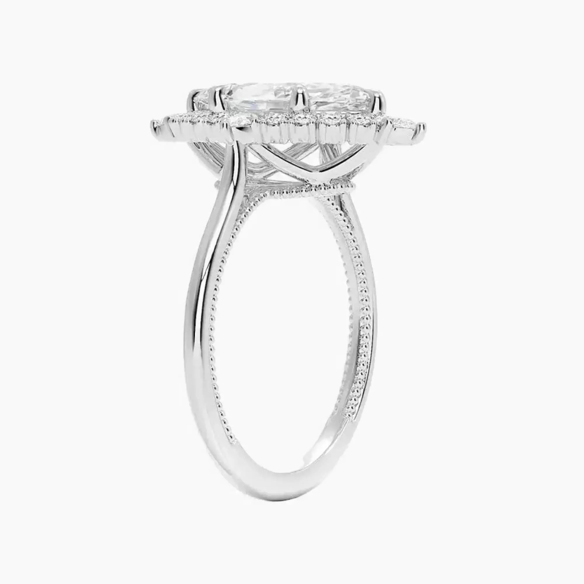 Elara Marquise Designer 2.5 Carat Lab Grown Diamond Engagement Ring in 18K White Gold