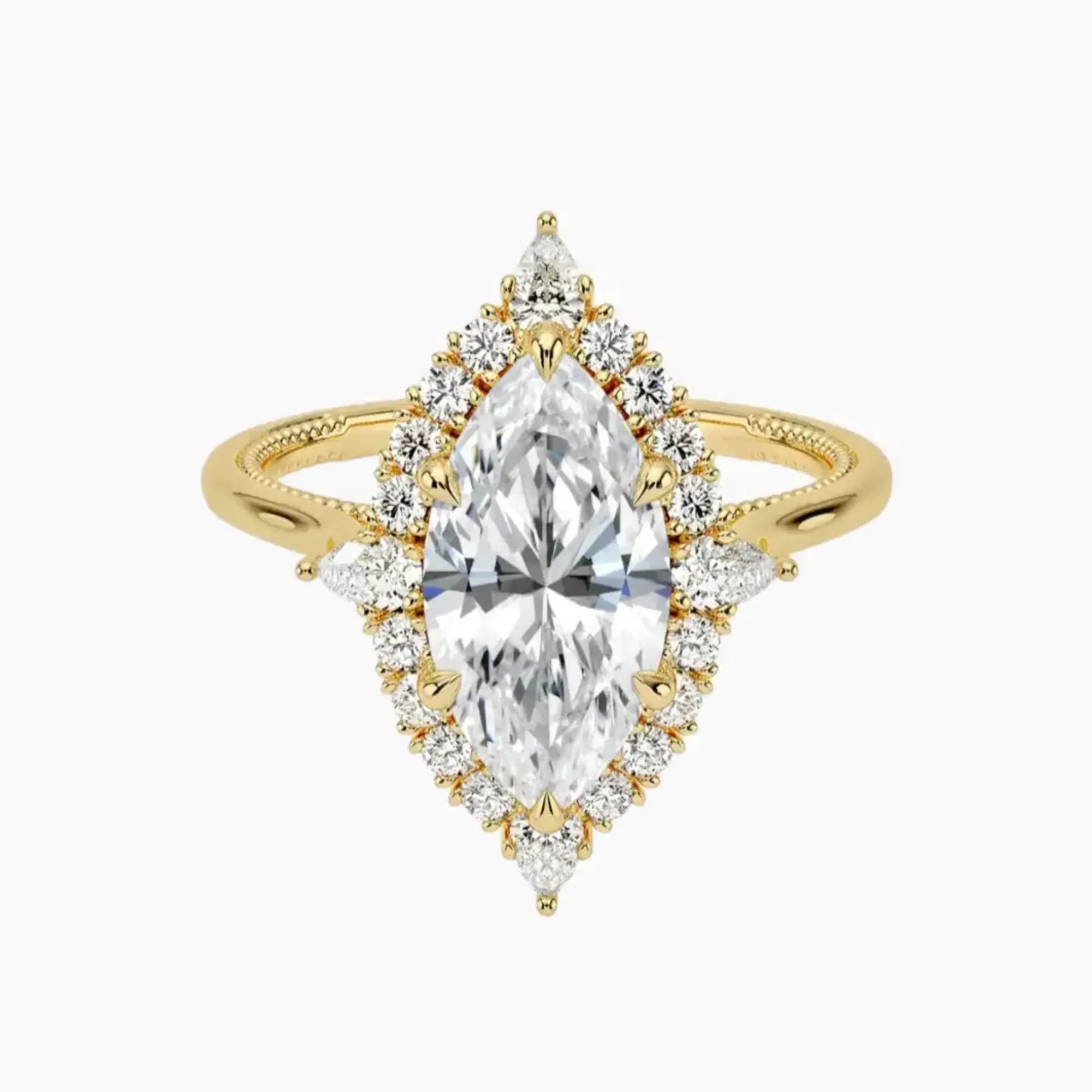 Elara Marquise Designer Diamond Ring Setting in 18K Rose Gold