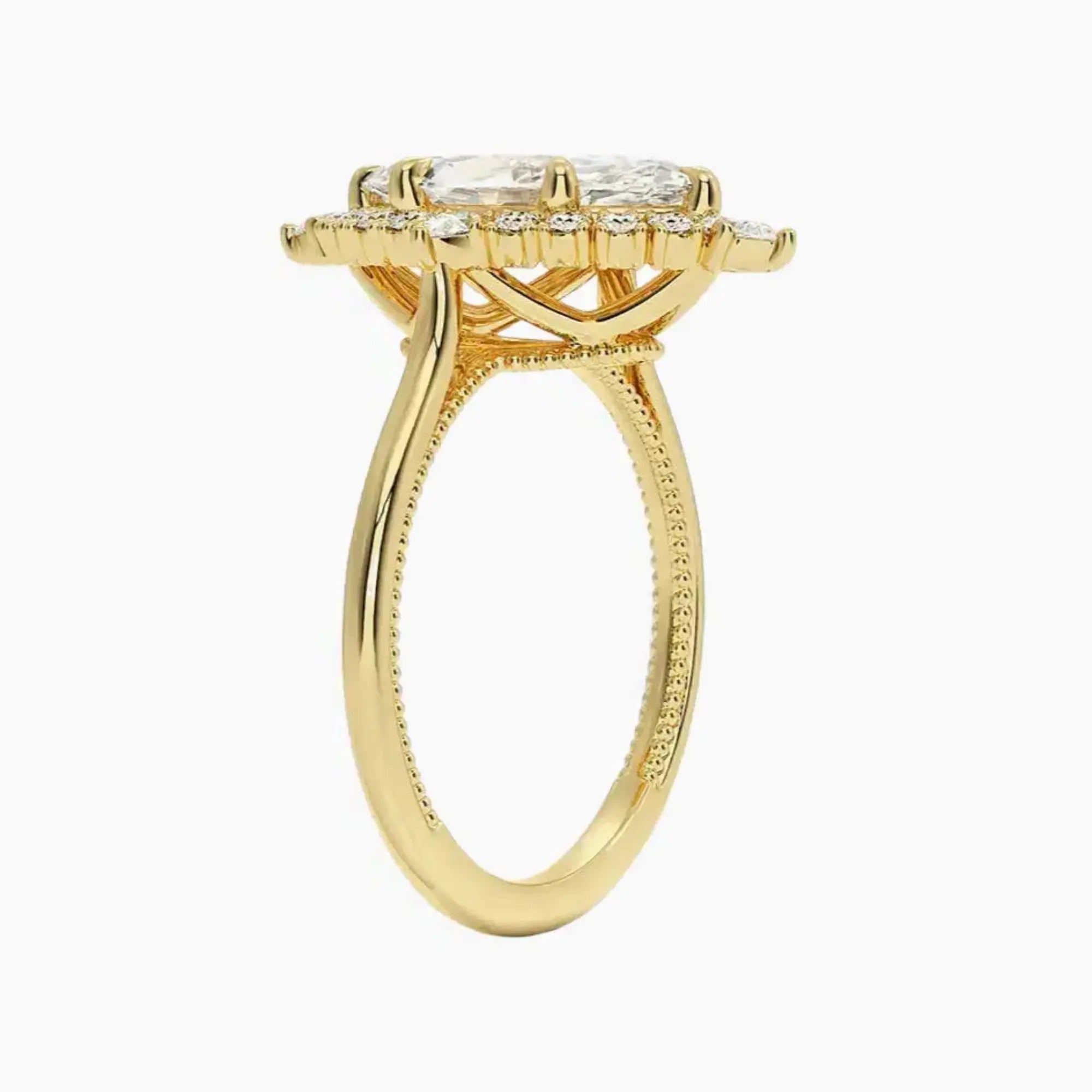 Elara Marquise Designer Diamond Ring Setting in 18K Yellow Gold