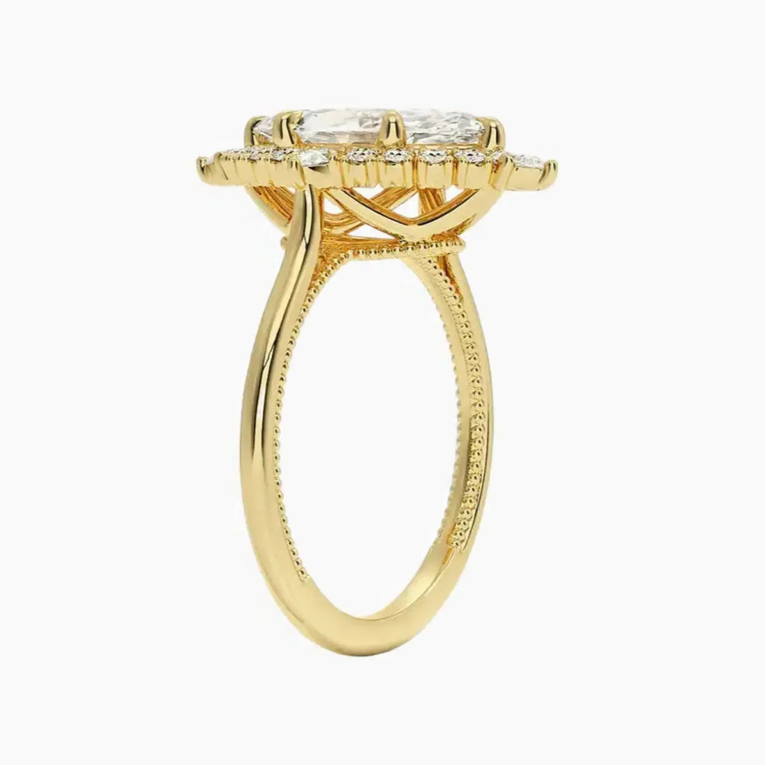 Elara Marquise Designer 2.5 Carat Lab Grown Diamond Engagement Ring in 14K Rose Gold
